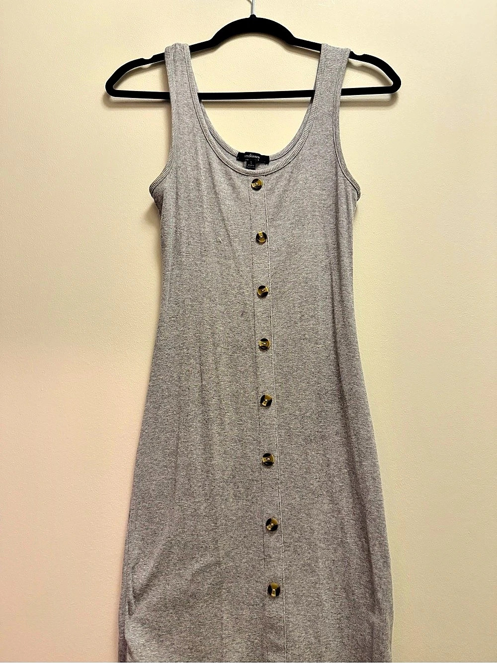 Ambiance Button Front Mini Dress in Gray Size Small